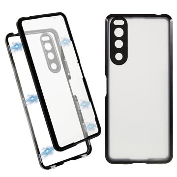 Carcasa Magnética con Respaldo de Vidrio Templado para Sony Xperia 5 IV - Negro