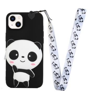 Funda de TPU con Bolsillo con Cremallera Cartoon Design para iPhone 14 Plus - Panda