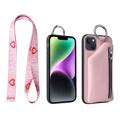 Carcasa con Cartera Desmontable Strap Series para iPhone 14 Plus - Rosa