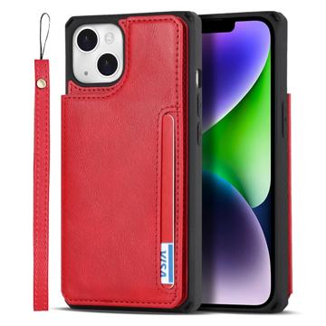 Funda Tipo Cartera Magnética con Función Atril para iPhone 14 Plus - Rojo