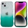 Carcasa de TPU Wavy Edge Gradient para iPhone 14 Plus - Verde Militar