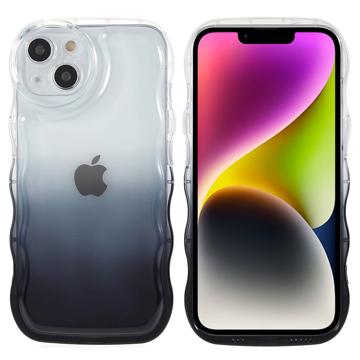 Carcasa de TPU Wavy Edge Gradient para iPhone 14 Plus - Negro