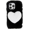 Funda de TPU Plush Heart para iPhone 14 Pro - Negro