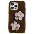 Funda de TPU Serie Fluffy Flower para iPhone 14 Pro - Marrón