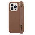 Funda de TPU Candy Color con Correa de Mano para iPhone 14 Pro Max - Café