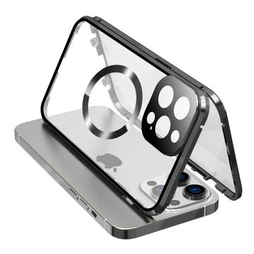 iPhone 15 Pro Max Funda de Doble Cara de Cristal Templado HD Compatible con MagSafe - Negro