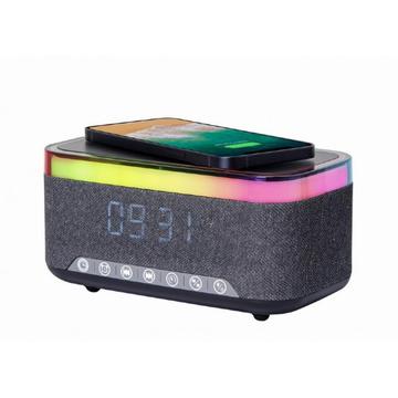 Gembird Reloj Despertador Digital con Luces RGB, Carga Inalámbrica 15W