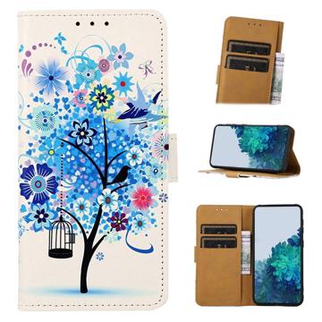 Funda Glam Serie para Samsung Galaxy A50 - Estilo Cartera - Árbol Floreciente / Azul