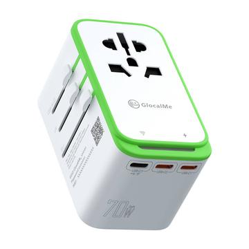 GlocalMe RoamPlug Adaptador de viaje con punto de acceso Wi-Fi 4G/LTE - 70W - Blanco