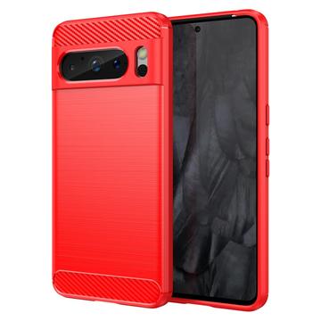 Carcasa de TPU Brushed para Google Pixel 8 Pro - Fibra de Carbono - Rojo