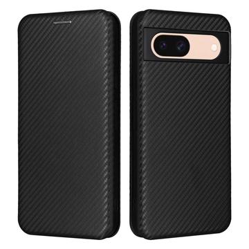 Funda con Tapa para Google Pixel 8a - Fibra de Carbon - Negro