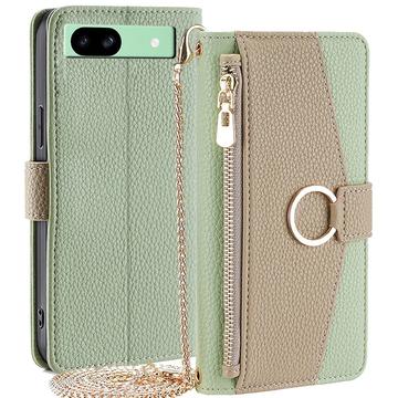 Google Pixel 8a Funda de cartera con espejo de maquillaje y correa para el hombro