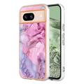 Funda de TPU Marble Pattern Electrochapada IMD para Google Pixel 8a - Azul / Rosa