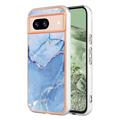 Funda TPU Marble Pattern Electrochapada IMD para Google Pixel 8a - Azul