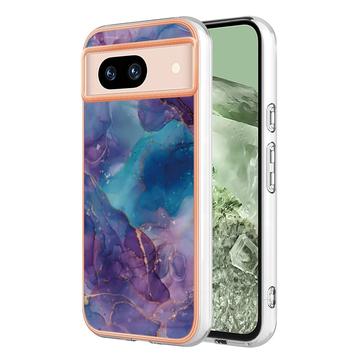 Funda TPU Marble Pattern Electrochapada IMD para Google Pixel 8a - Púrpura