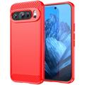 Carcasa de TPU Brushed para Google Pixel 9/9 Pro - Fibra de Carbono - Rojo