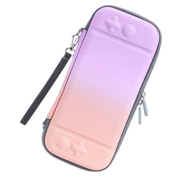 Bolsa de almacenamiento de color degradado para Nintendo Switch Funda protectora portátil de cuero de PU anti-caída - Púrpura/Rosa