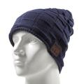 Gorro de invierno con diseño de rejilla, auriculares Bluetooth inalámbricos y micrófono integrados - Azul oscuro