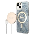 Carcasa & Cargador Inalámbrico Guess 4G Edition Bundle Pack para iPhone 14 - Azul