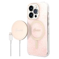 Carcasa & Cargador Inalámbrico Guess 4G Edition Bundle Pack para iPhone 14 Pro - Rosa