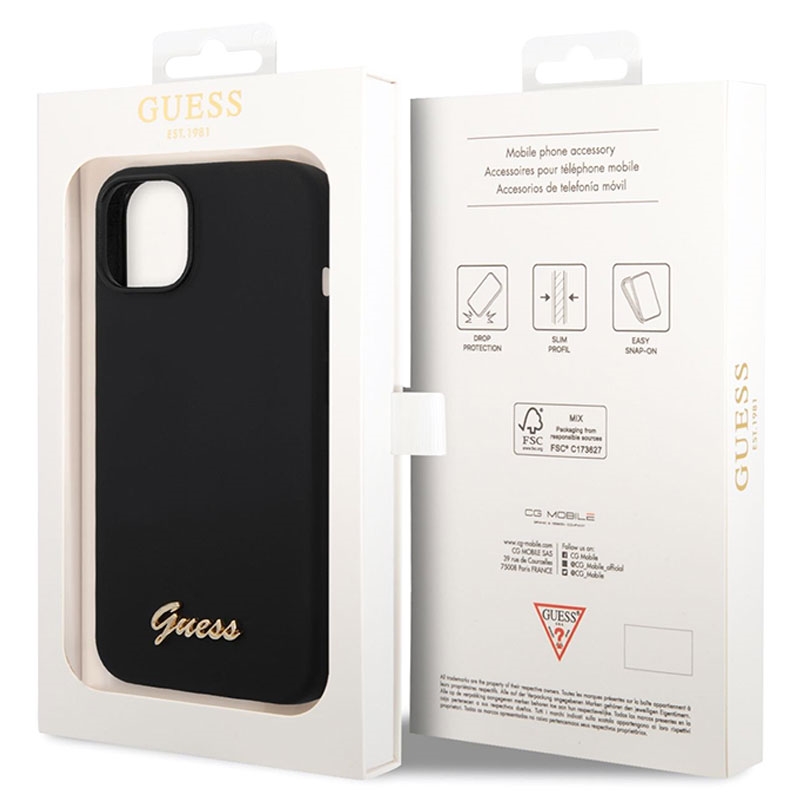 Funda de Silicona Guess Metal Logo para iPhone 14 Pro Max - Negro