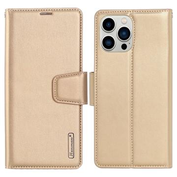 Funda Estilo Cartera Hanman Mill para iPhone 14 Pro Max - Dorado