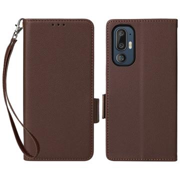 Funda de cartera con cierre magnético para HTC U24 Pro - Marrón