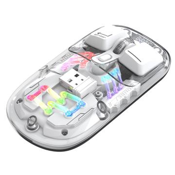 HXSJ T200 Ratón Bluetooth inalámbrico de modo dual con iluminación RGB - Blanco