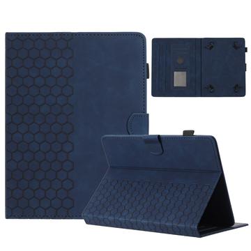 Funda universal para tablet con diseño de nido de abeja y ranuras para tarjetas - 10" - Azul oscuro