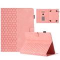 Funda universal para tablet con diseño de nido de abeja y ranuras para tarjetas - 10" - Rosa