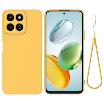 Honor 200 Smart/X7c Funda de silicona líquida con correa de mano - Amarillo