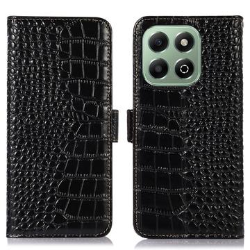 Funda Crocodile con RFID para Honor X6b - Estilo Cartera - Negro