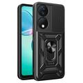 Funda Híbrida con Anillo Giratorio y Protector de Cámara para Honor X7b/90 Smart - Negro