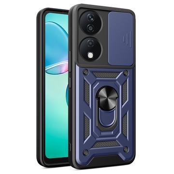 Funda Híbrida con Anillo Giratorio y Protector de Cámara para Honor X7b/90 Smart - Azul