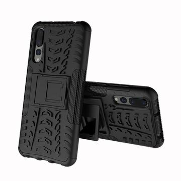 Antideslizante Funda Híbrida con Soporte para Huawei P20 Pro - Negro