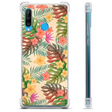 Funda Híbrida para Huawei P30 Lite - Flores Rosadas