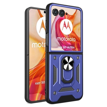 Motorola Razr 50 Ultra Funda Híbrida con Soporte de Anillo - Azul