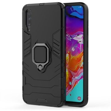 Samsung Galaxy A70 Hybrid Case with Ring Holder - Black