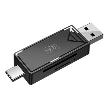 KAWAU C351 USB 3.0 de alta velocidad Tipo C + USB SD / TF Card Reader Adaptador portátil OTG