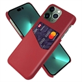 Carcasa con Ranura para Tarjeta KSQ para iPhone 14 Pro Max - Rojo