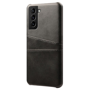 Carcasa de Plástico Recubierto con Ranuras para Tarjetas KSQ para Samsung Galaxy S23 5G - Negro