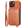 Caracasa con Cartera Series Geometry para iPhone 14 Plus - Marrón