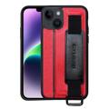 Carcasa Recubierta de Dos Colores con Correa de Mano para iPhone 14 - Rojo