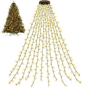 Cadena de luces LED para árbol de Navidad con anillo - 200 LED, enchufe UE, 1.5m - blanco cálido