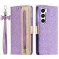 Funda Lace Pattern para Samsung Galaxy S23 5G - Estilo Cartera - Púrpura