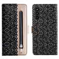 Funda Lace Pattern para Samsung Galaxy A50 - Estilo Cartera - Negro