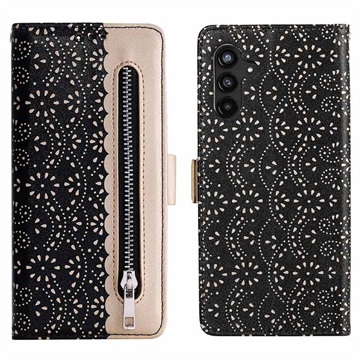 Funda Lace Pattern para Samsung Galaxy A50 - Estilo Cartera - Negro