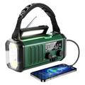 Radio FM de emergencia Lippa con manivela, panel solar, brújula y batería de 10000mAh - Verde