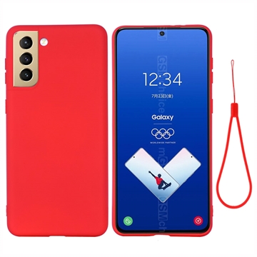 Funda de Silicona Líquida para Samsung Galaxy S21 FE 5G - Rojo