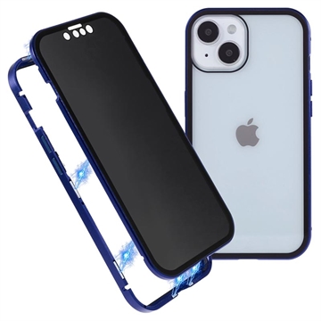 Carcasa Magnética con Cristal Templado de Privacidad para iPhone 15 - Azul